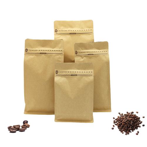 咖啡豆牛皮纸包装袋茶叶气阀包装袋八边封侧拉链食品袋牛皮咖啡袋